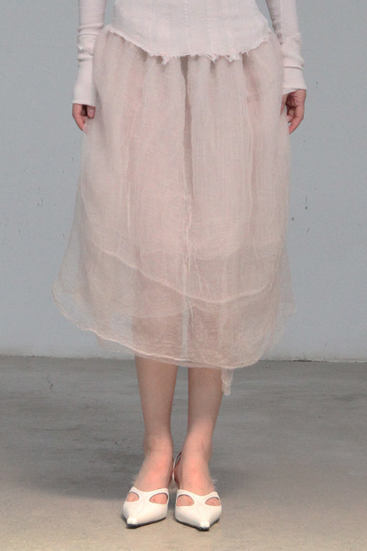 Marc Le Bihan Silk Skirt Six-layer Gauze 25930 Series French Hand-dyed MLB-25930-QHE Light Brown BEIGE